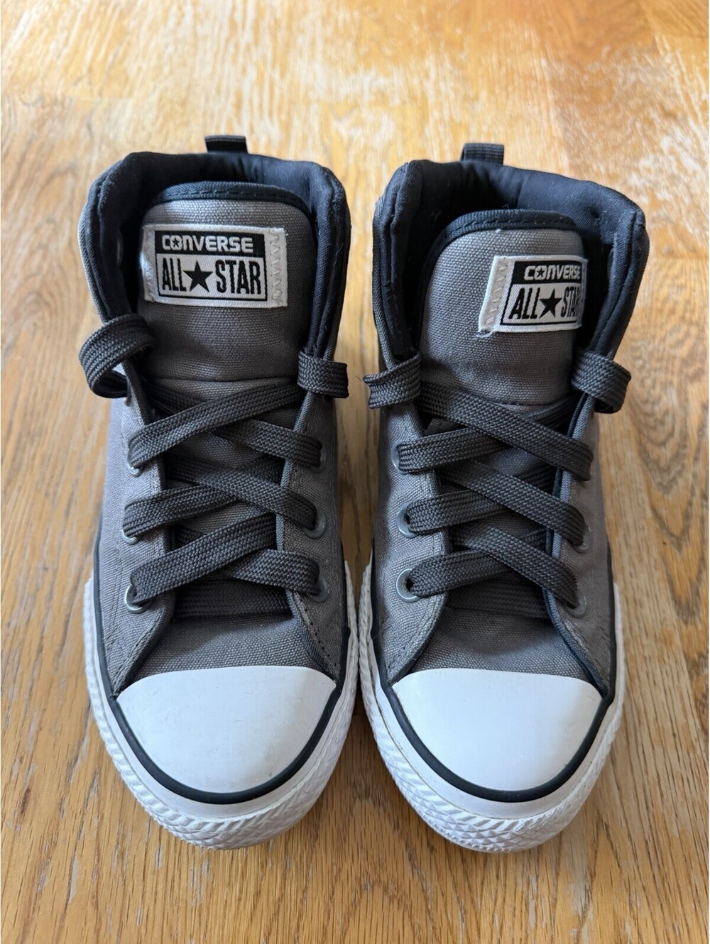 Converse High Top Grey and White Sneakers size 2 Junior